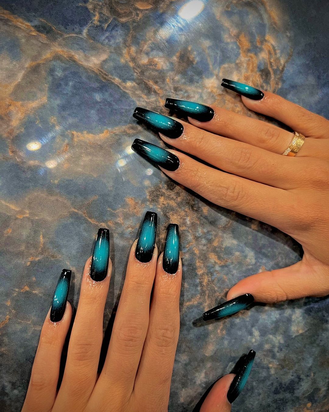 Black and Teal Nail Designs