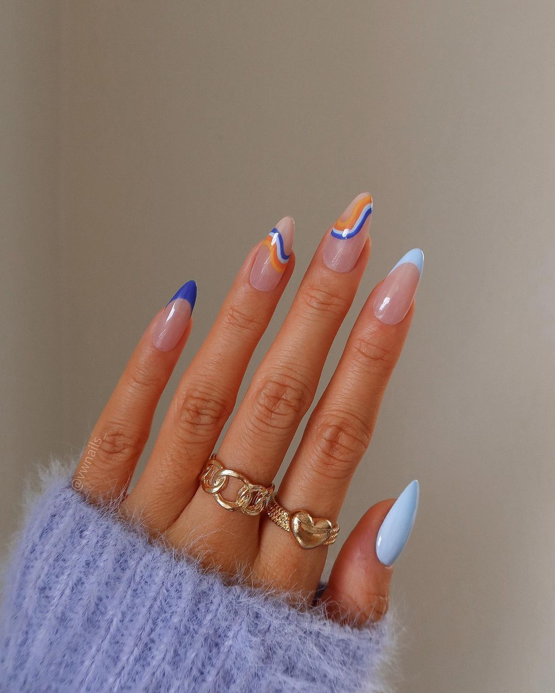 Blue And Orange Nails