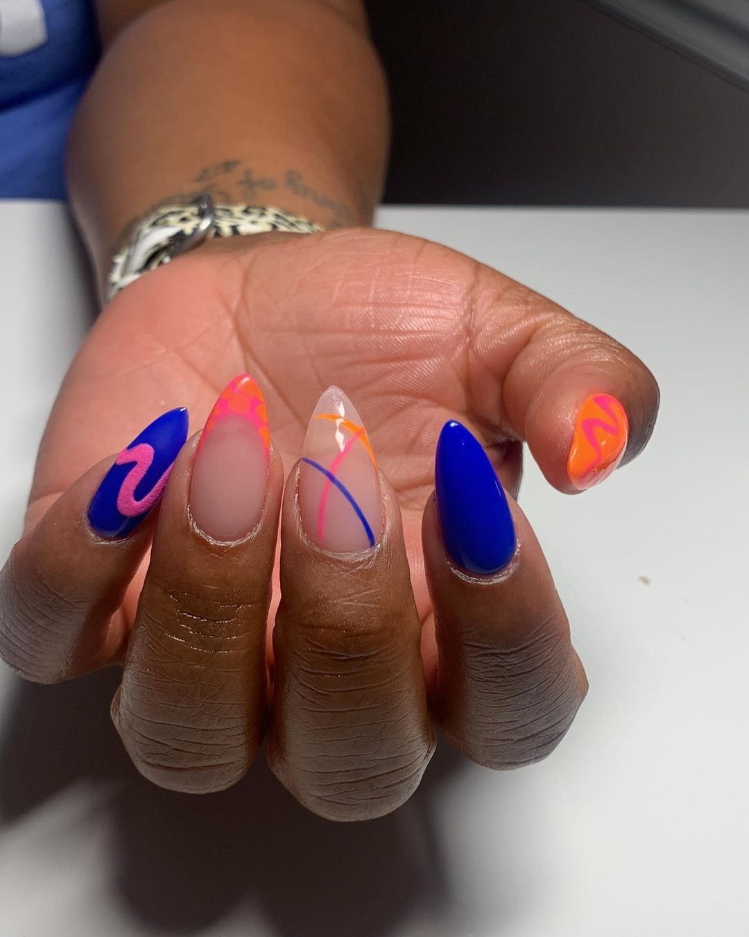 Blue And Orange Nails