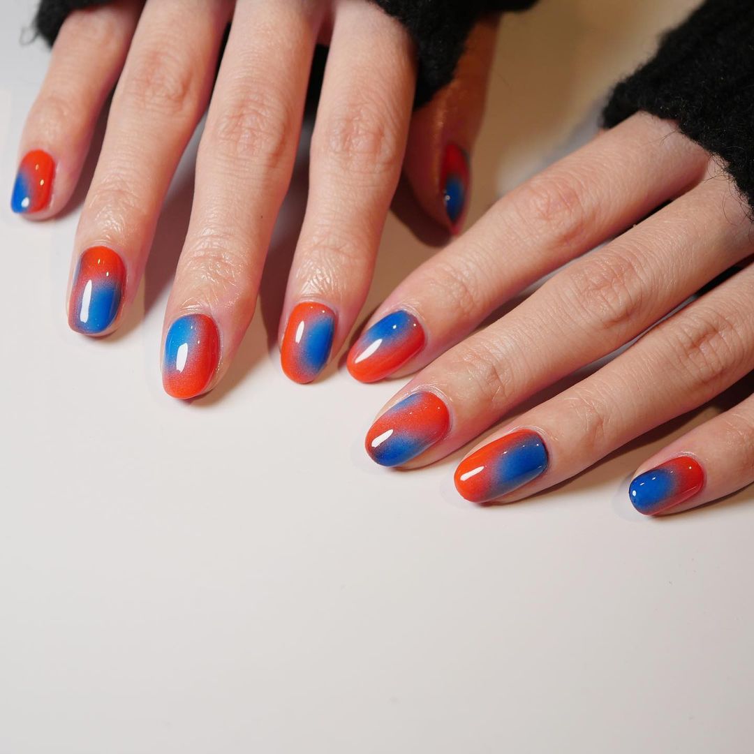 Blue And Orange Nails