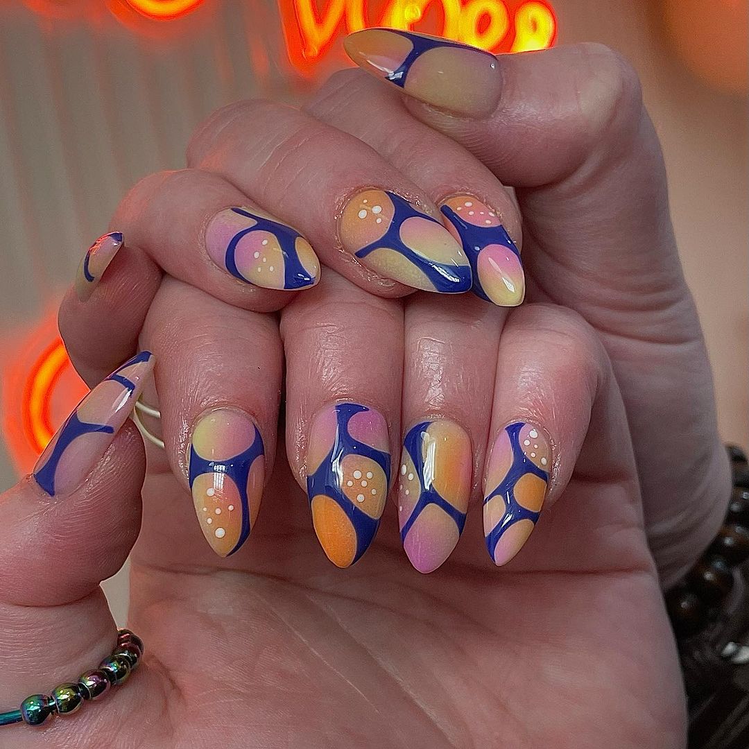 Blue And Orange Nails