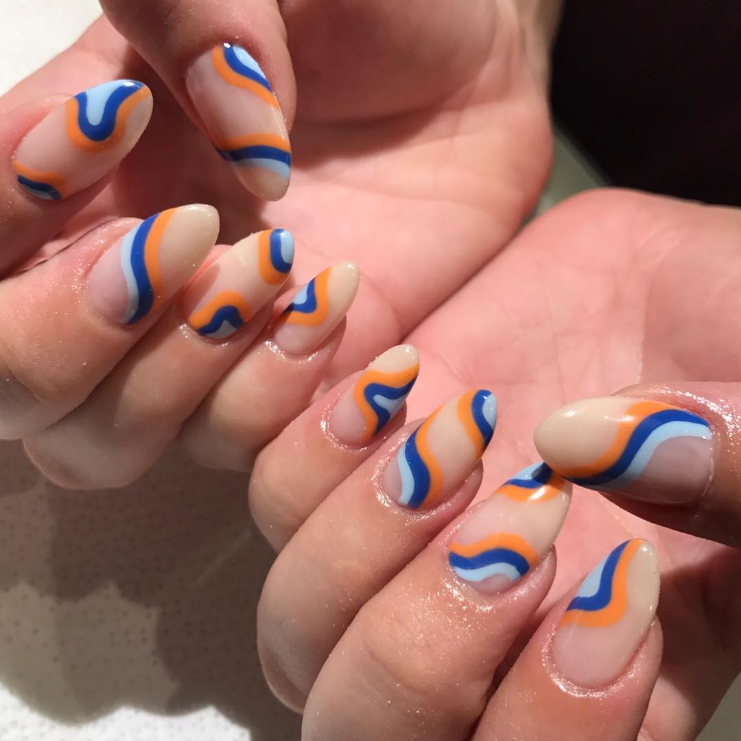 Blue And Orange Nails