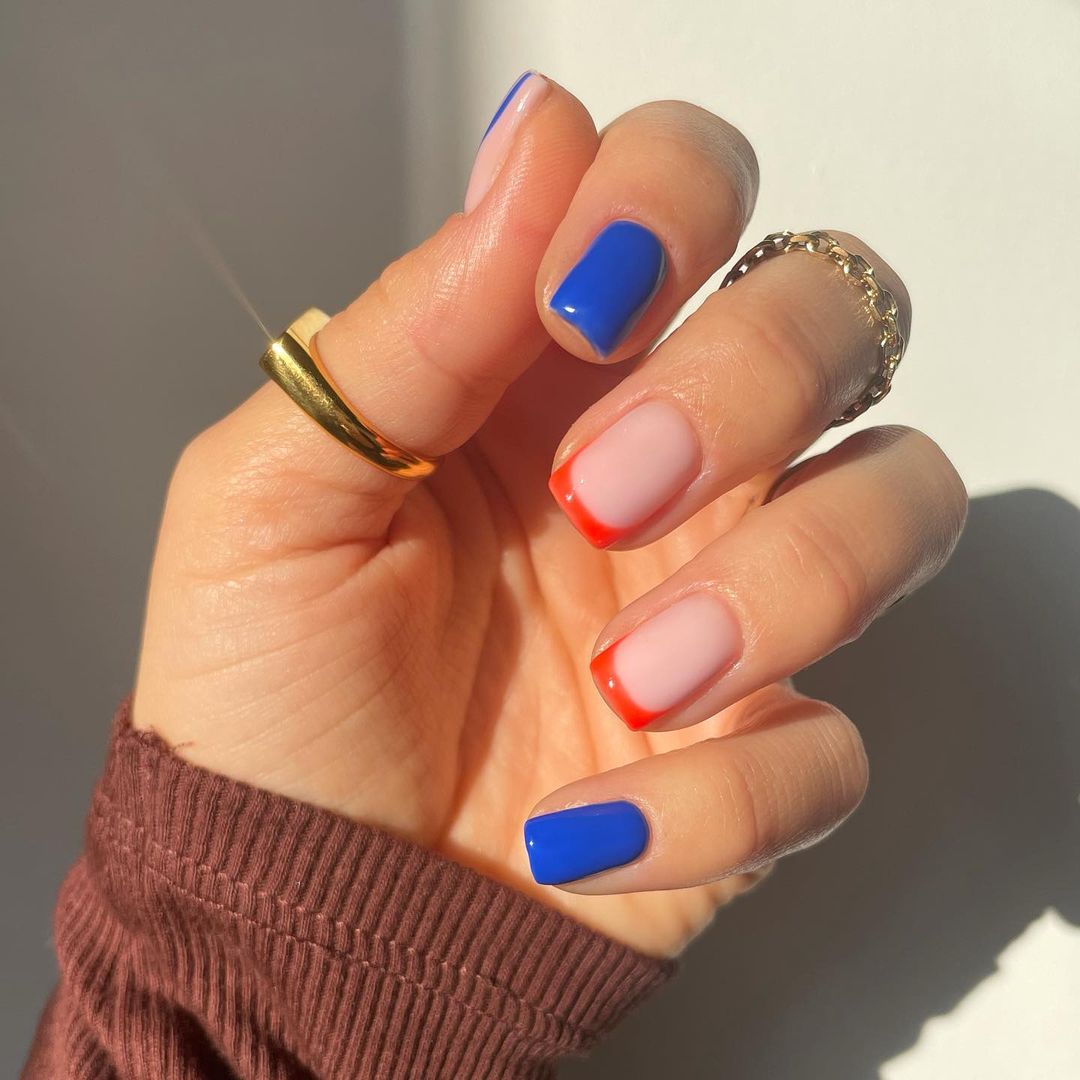 Blue And Orange Nails