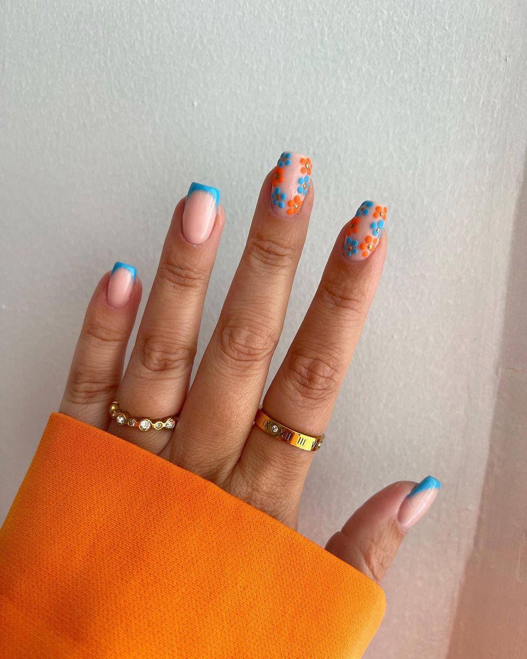 Blue And Orange Nails