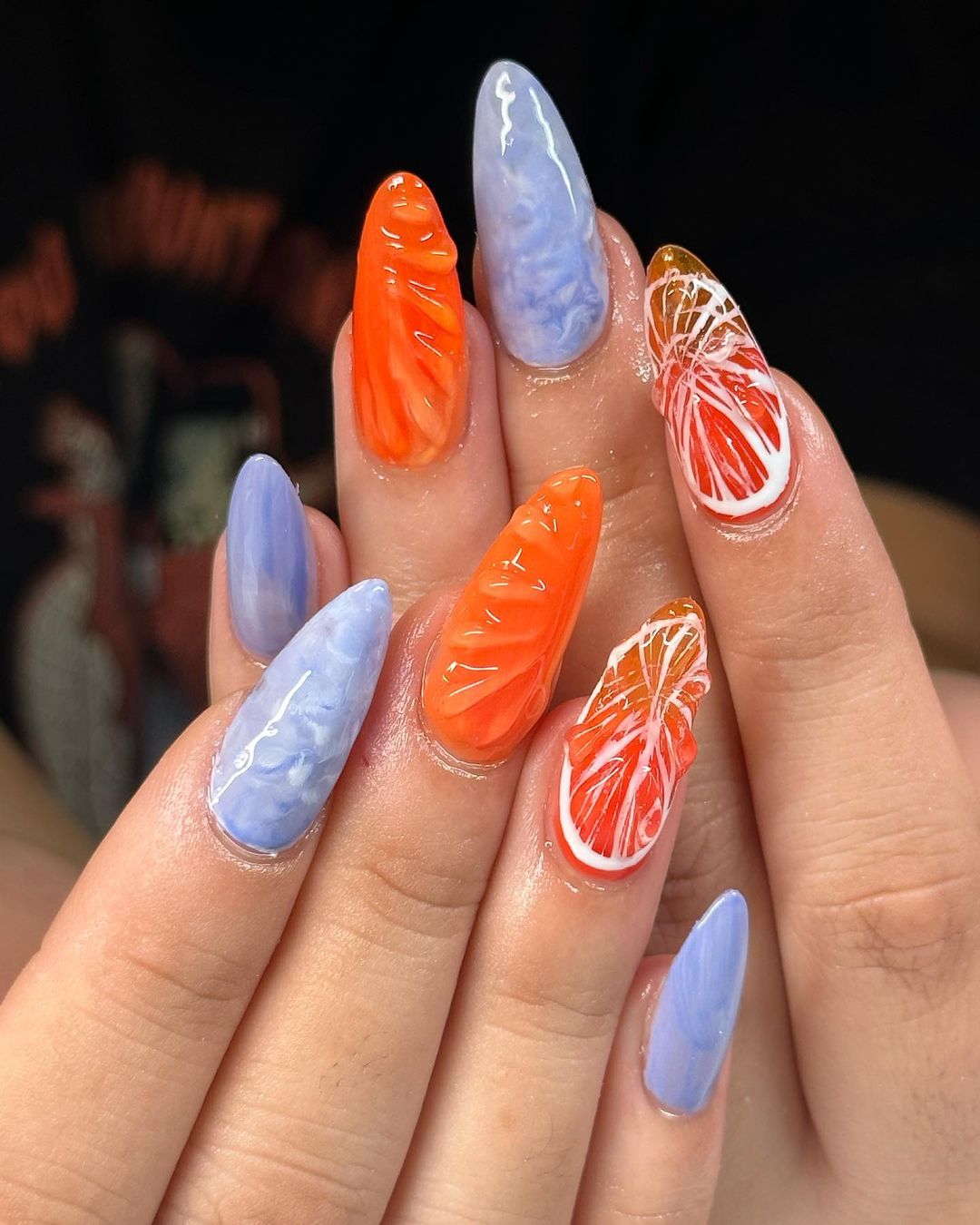 Blue And Orange Nails