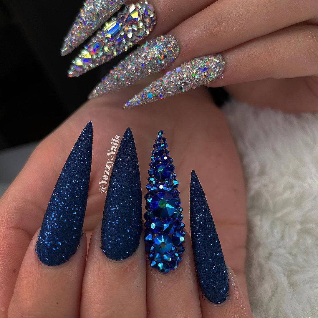 Blue and Silver Nail Designs