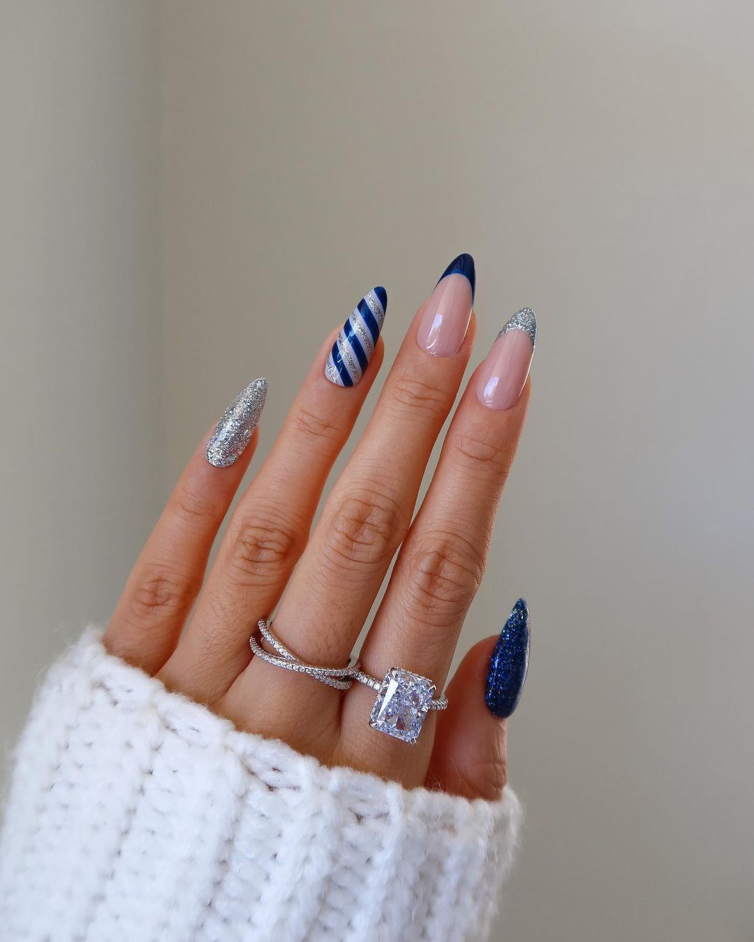 Blue and Silver Nail Designs