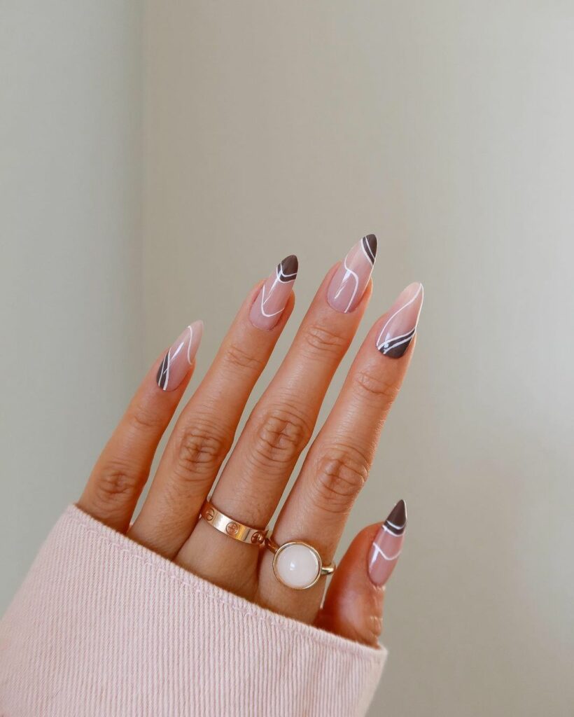 Brown Nails With White Tips