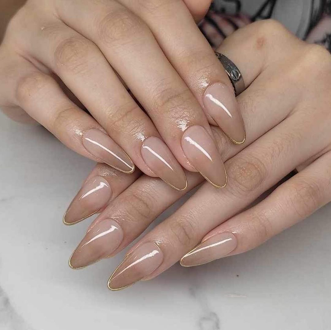 Brown and White Ombre Nails