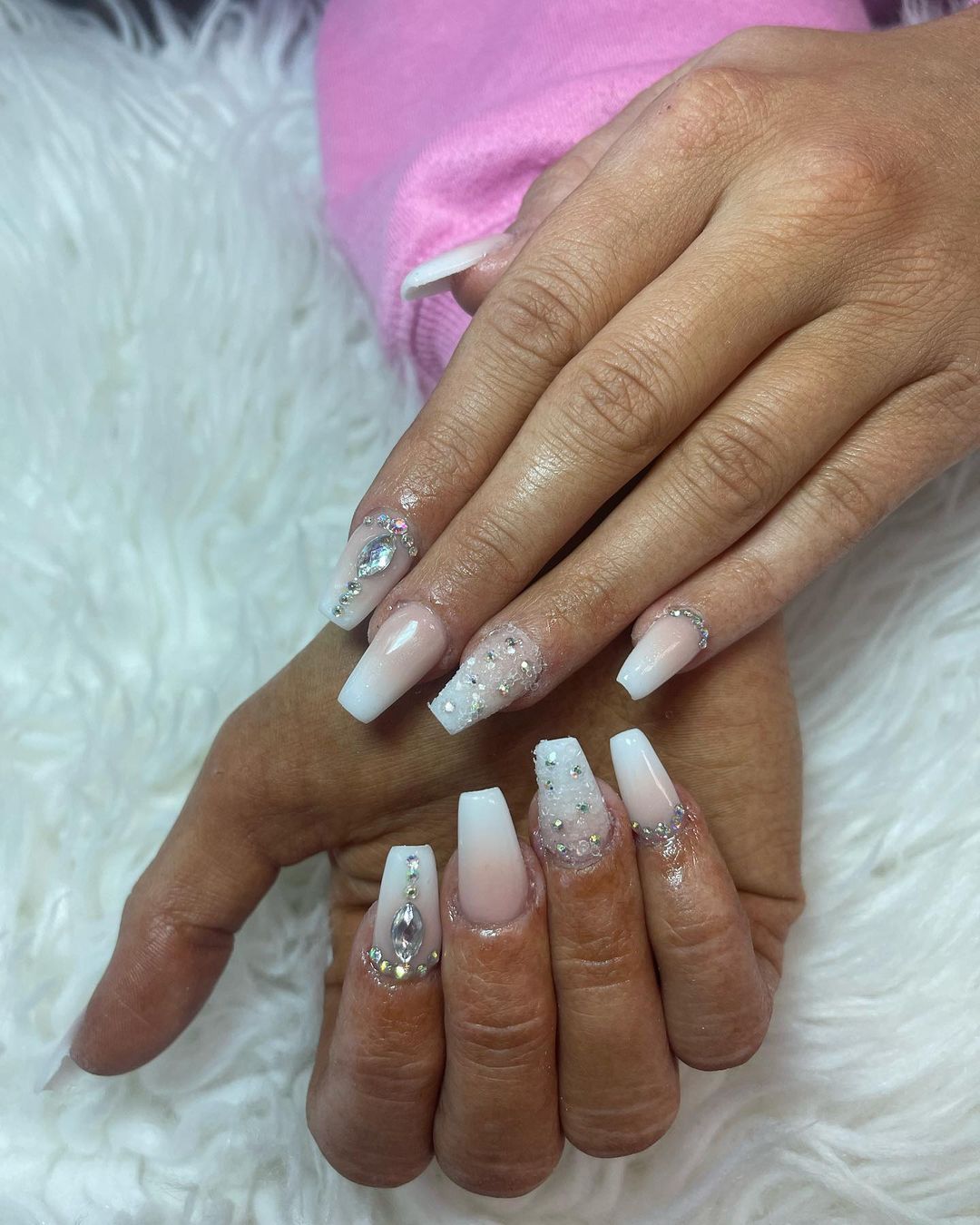 Brown and White Ombre Nails