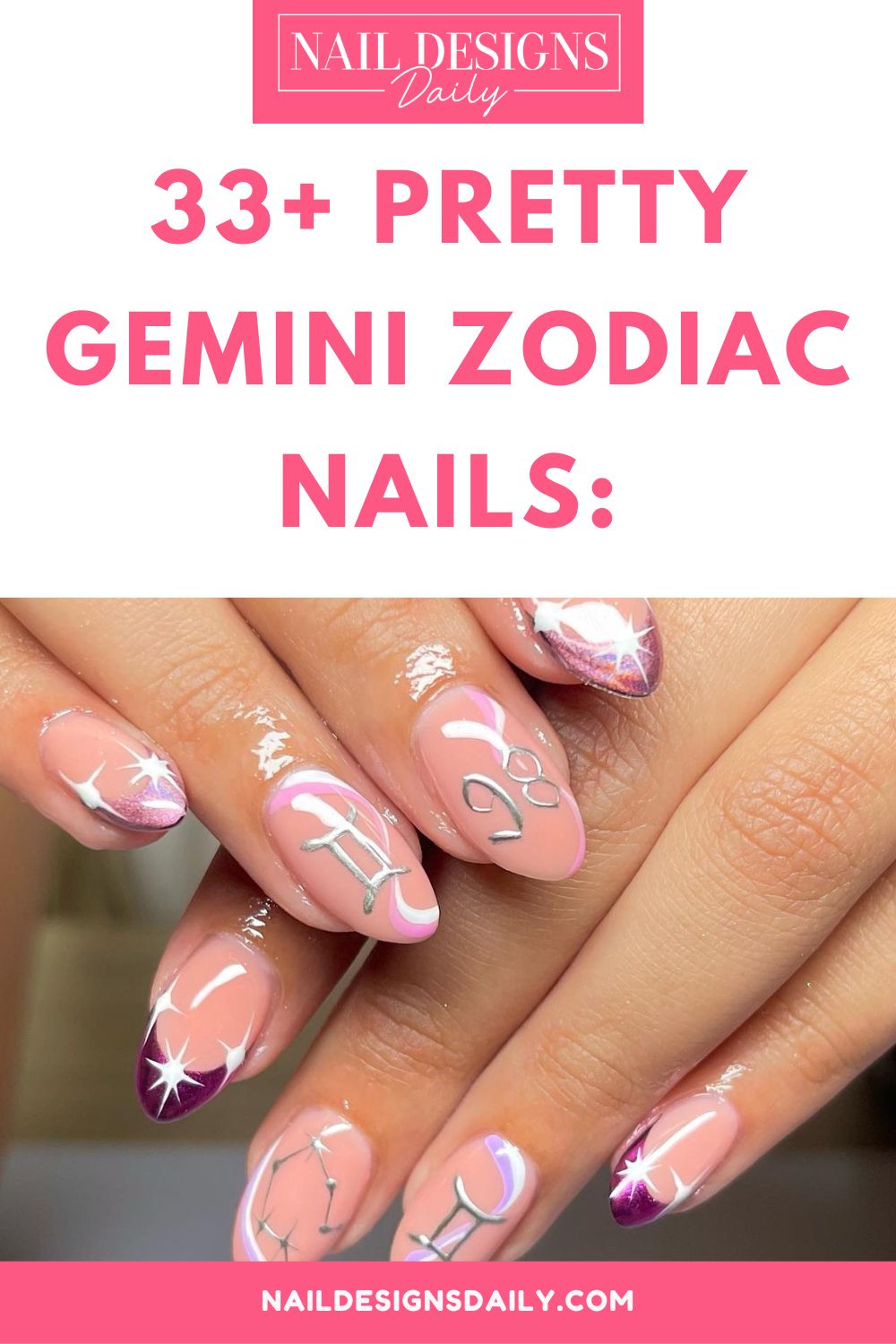 pinterest image about Gemini Zodiac Nails