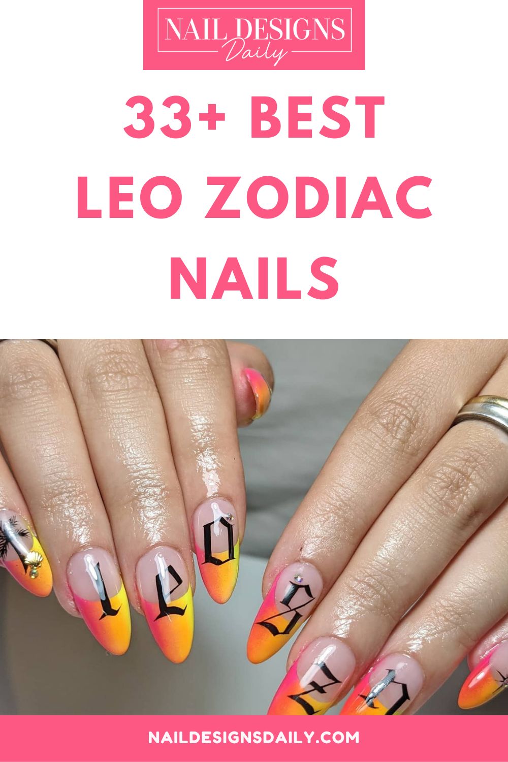 pinterest image about Leo Zodiac Nails