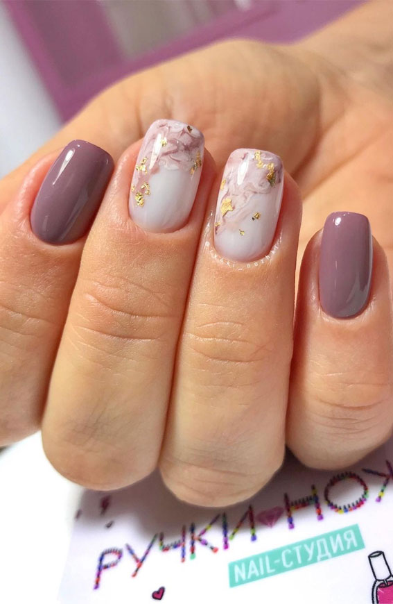 Mauve Marble Nails