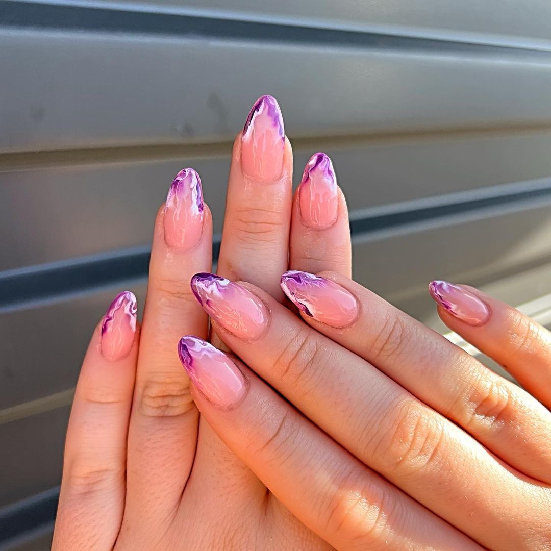 Mauve Marble Nails