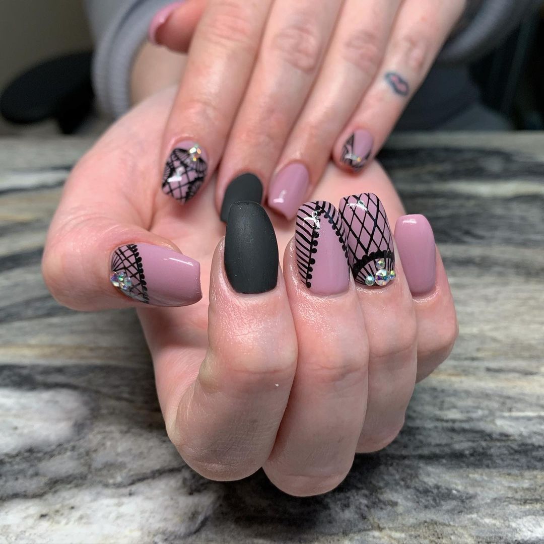 Mauve Nails Coffin Style