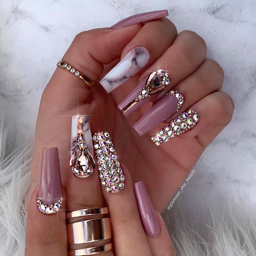 Mauve Nails Coffin Style