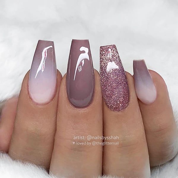 Mauve Nails Coffin Style