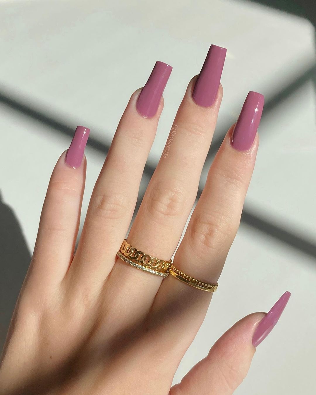 Mauve Nails Coffin Style