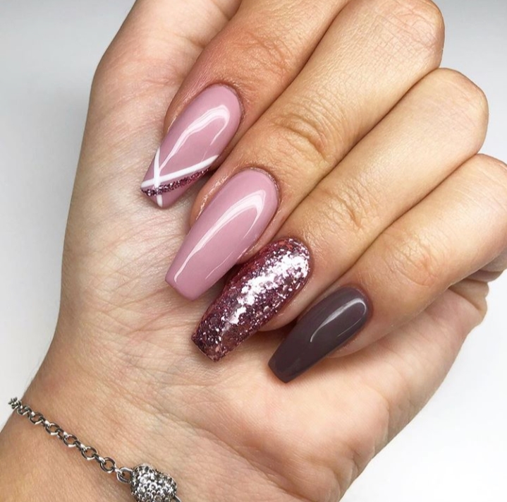 Mauve Nails Coffin Style