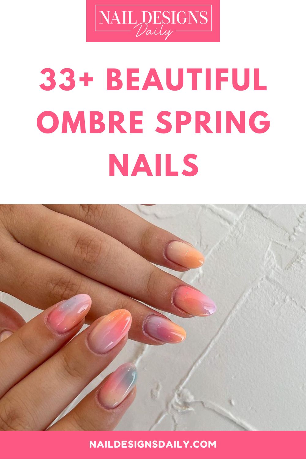 pinterest image for an article about  Ombre Spring Nails