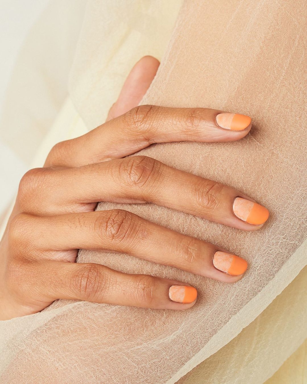 Peach French Tip Nails