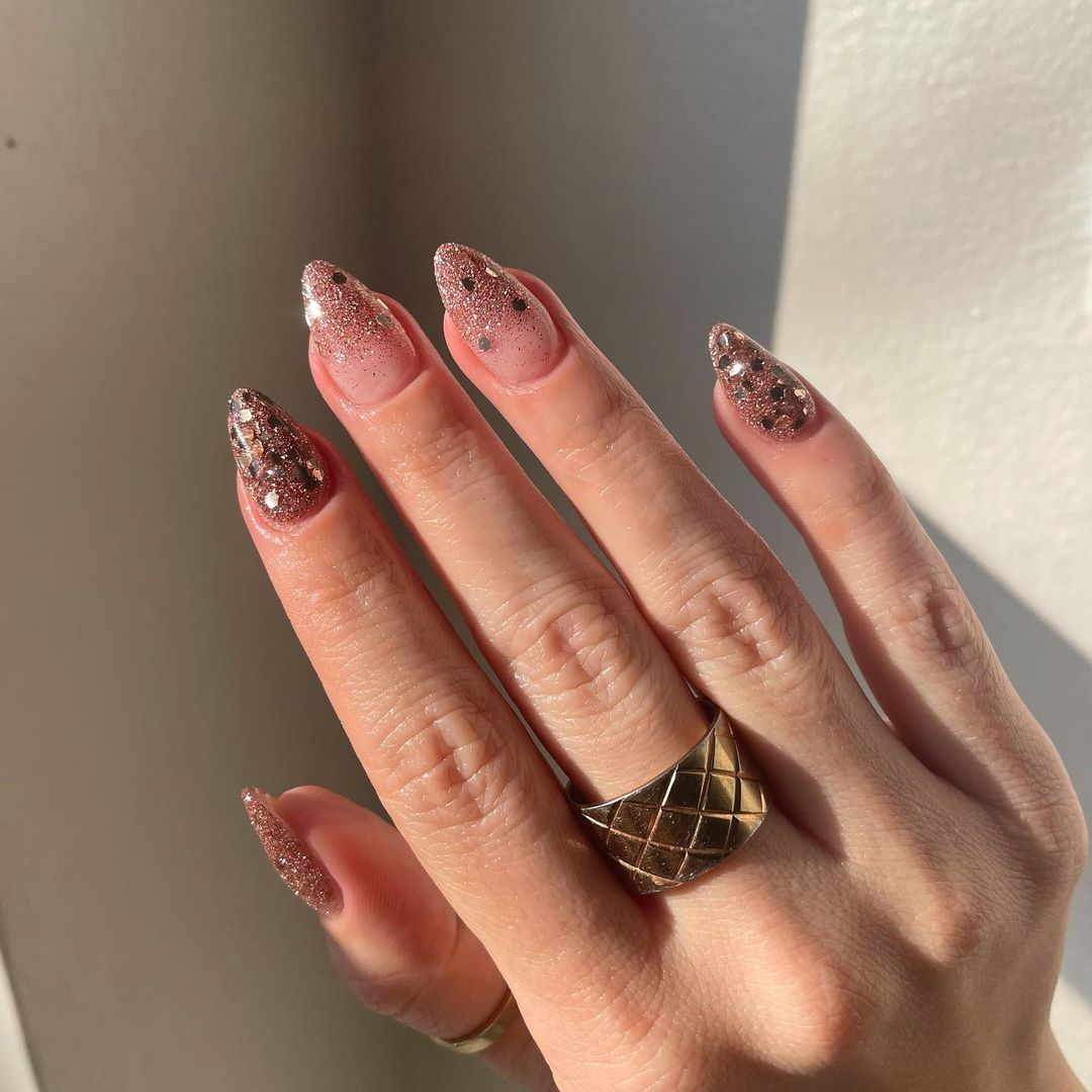 Pink Rose Gold Ombre Nails