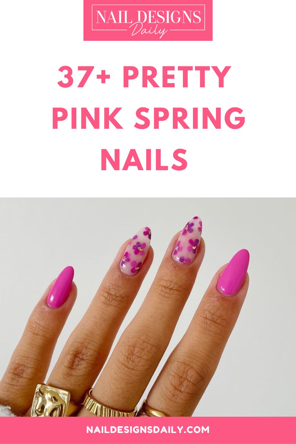 pinterest image for an article about Pink Spring Nails