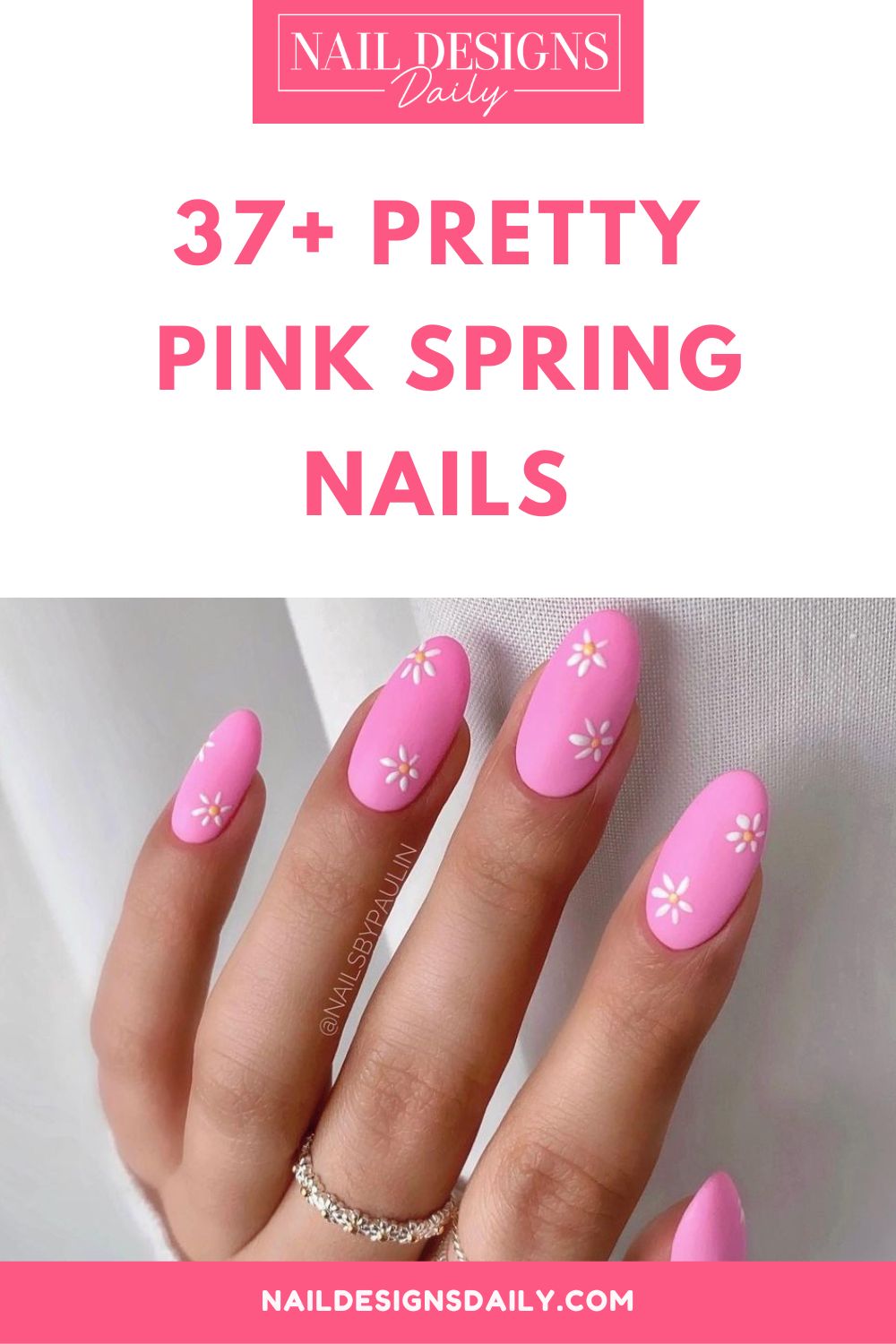 pinterest image for an article about Pink Spring Nails