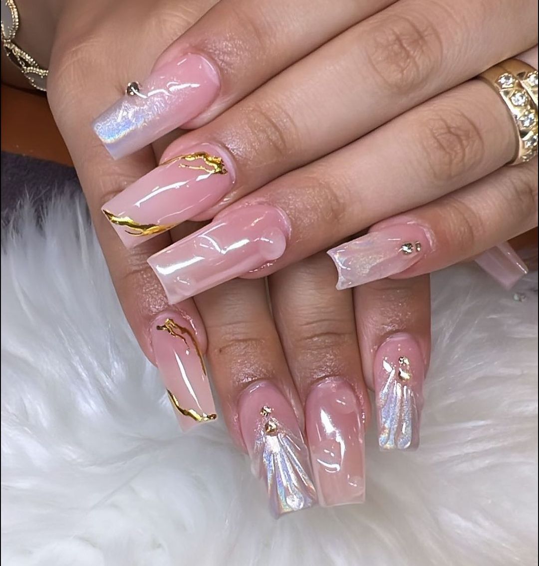 Pink and Gold Nail Designs