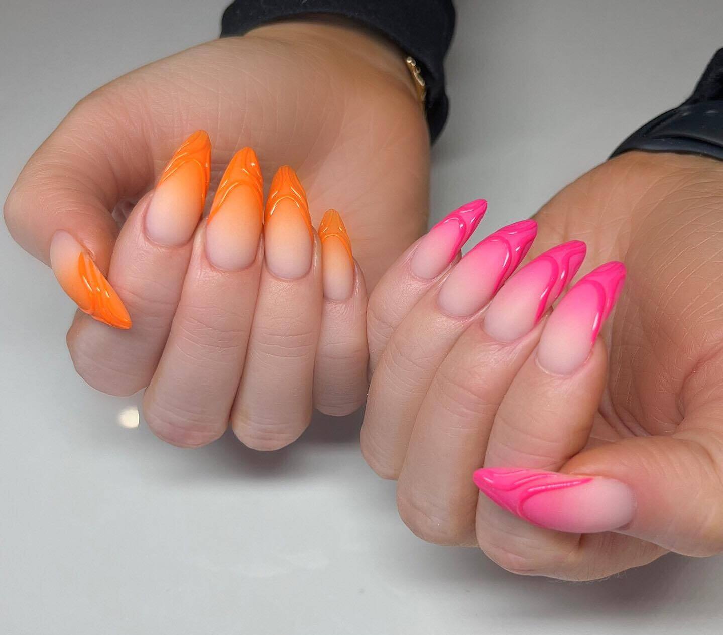 Pink and Orange Nails
