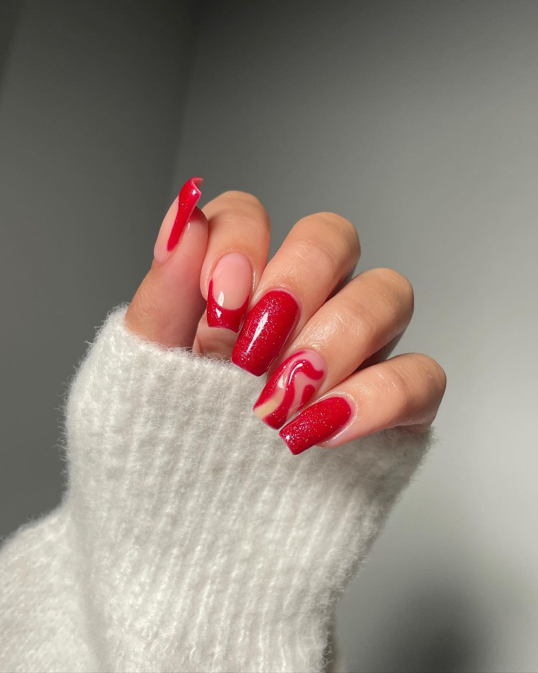 Red Sparkly Nails