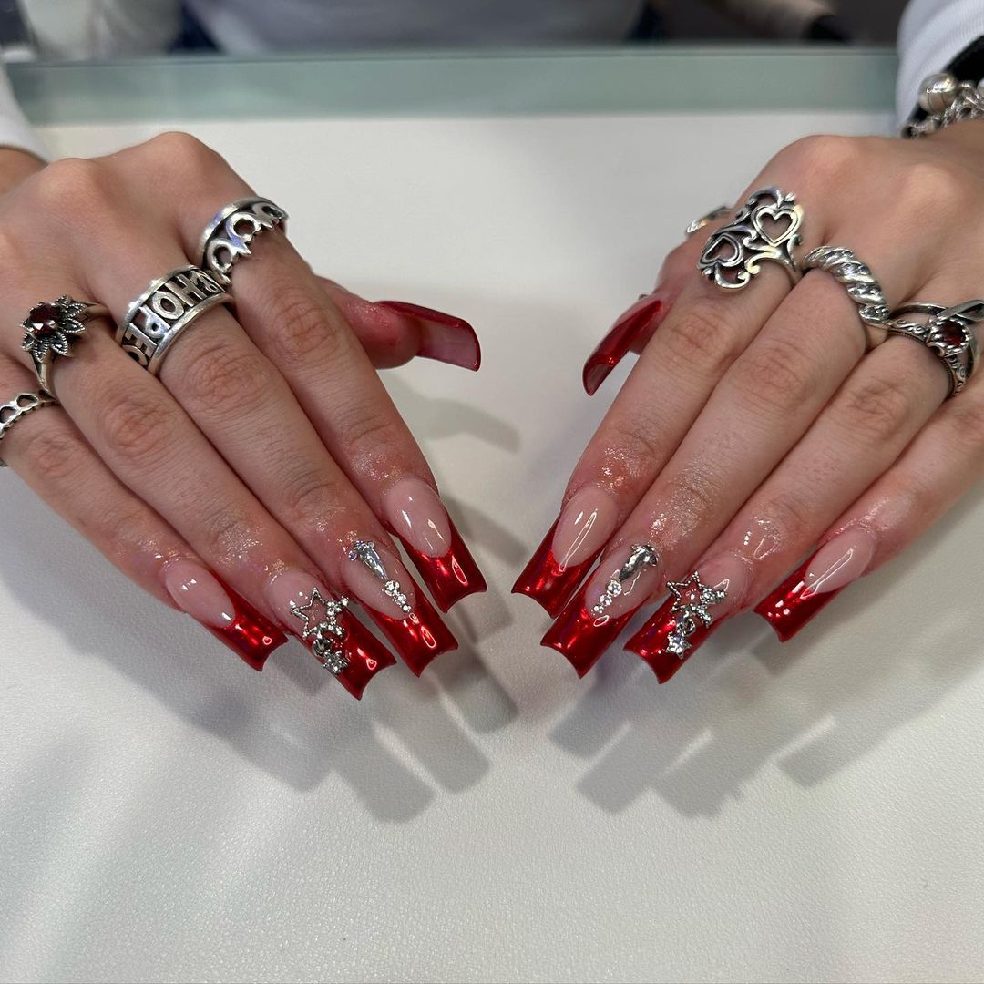 Red Sparkly Nails