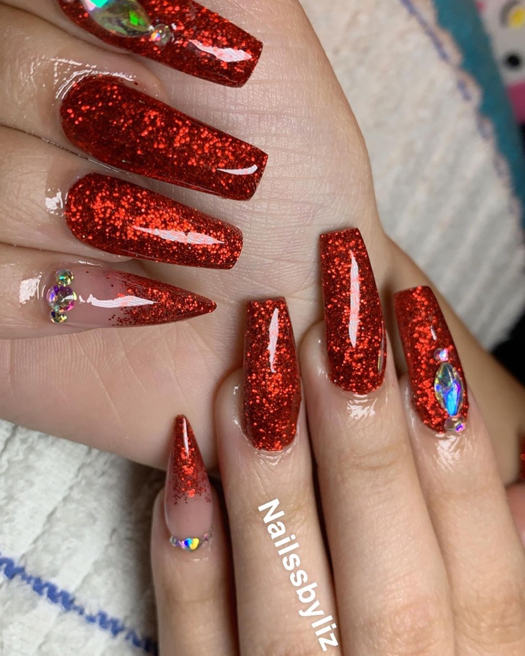 Red Sparkly Nails