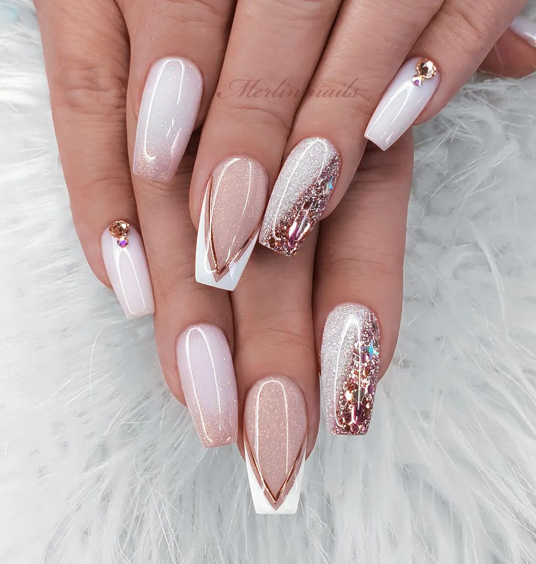 Rose Gold and Nude Nails