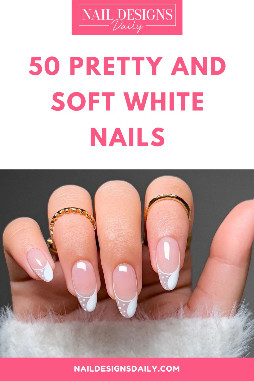 pinterest image for an article about Soft White Nails