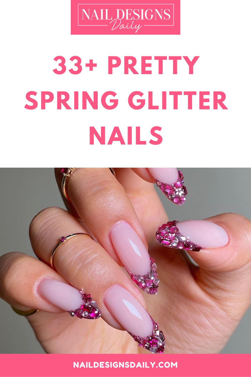 pinterest image for an article about  Spring Glitter Nails