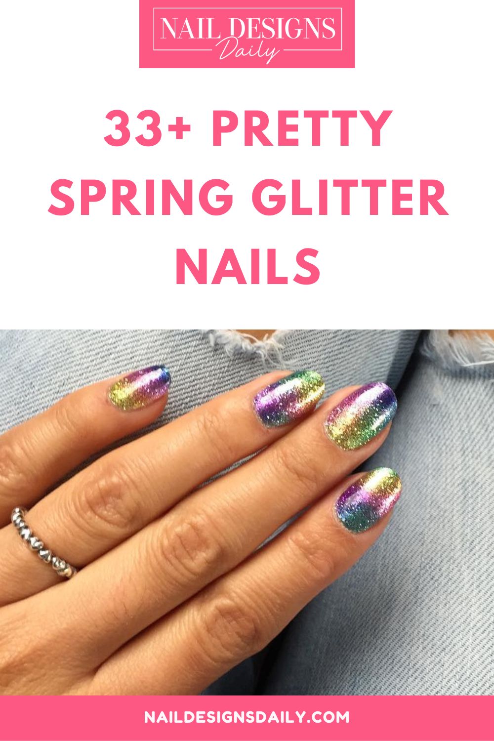 pinterest image for an article about  Spring Glitter Nails