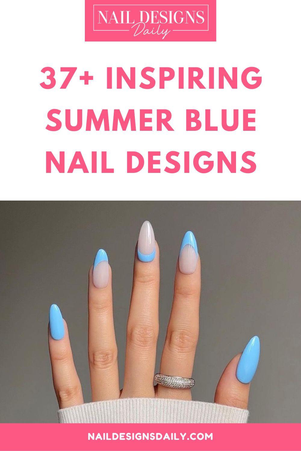 pinterest image for an article about Summer Blue Nail Designs