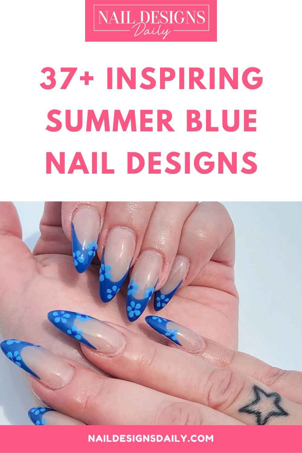 pinterest image for an article about Summer Blue Nail Designs