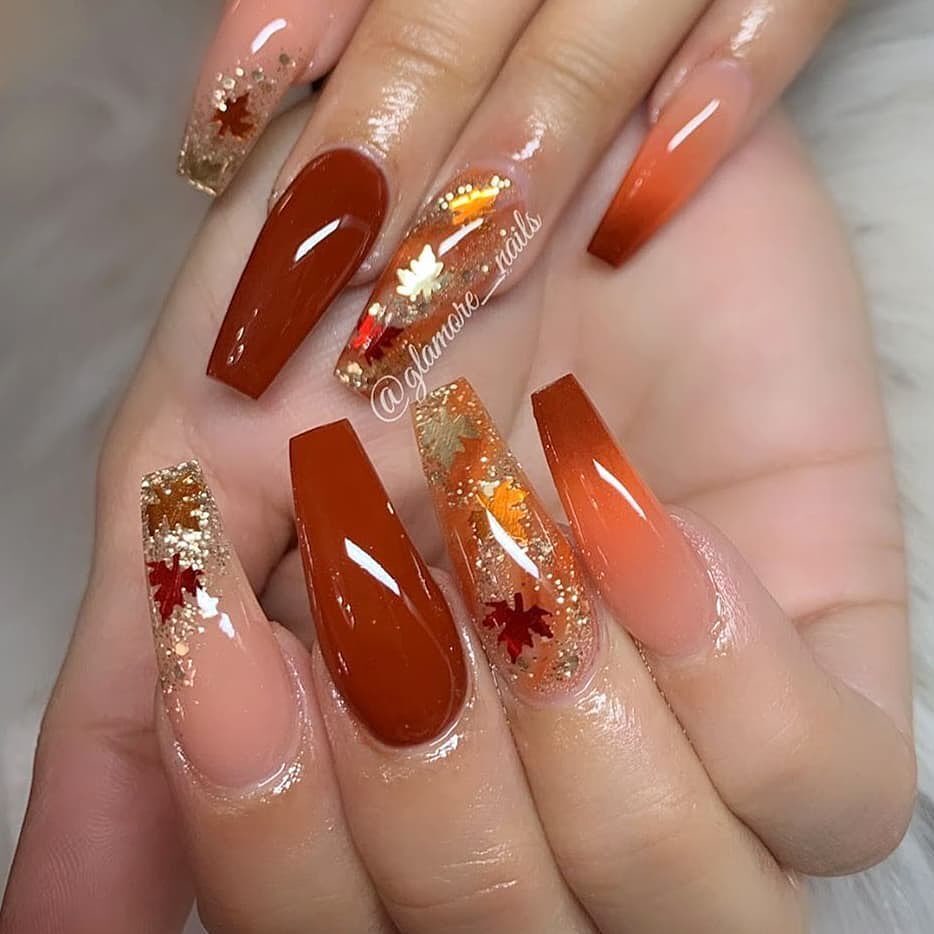 orange ombre nails