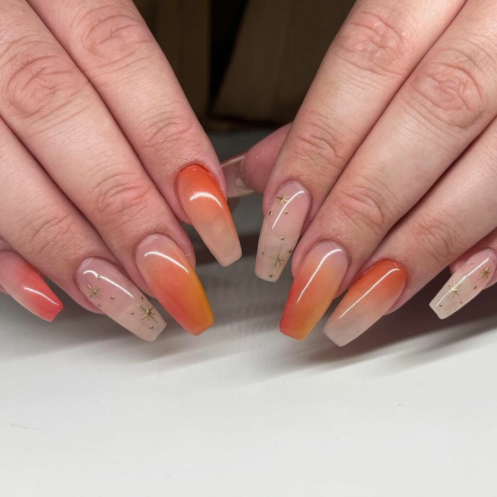 orange ombre nails