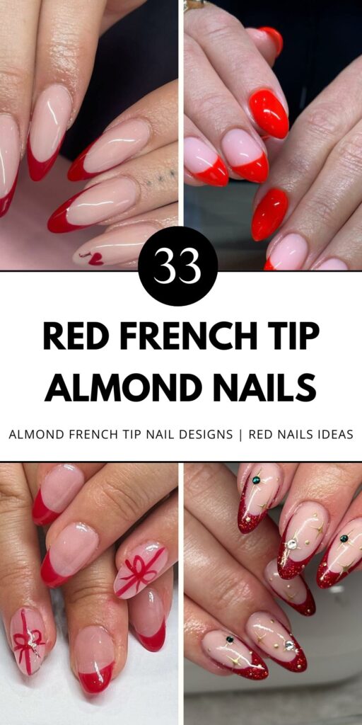 red french tip almond nails