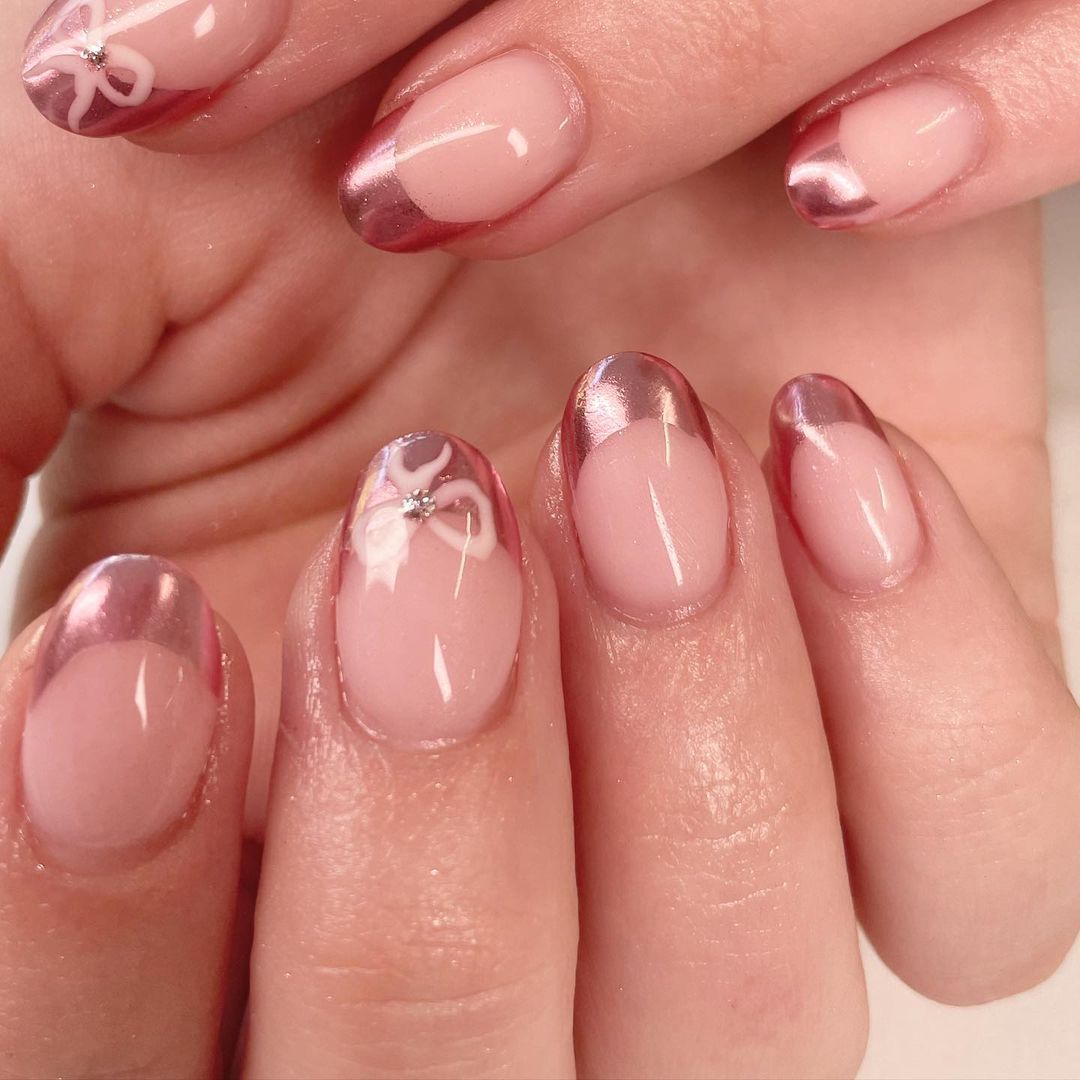 Rose Gold French Tip Nails