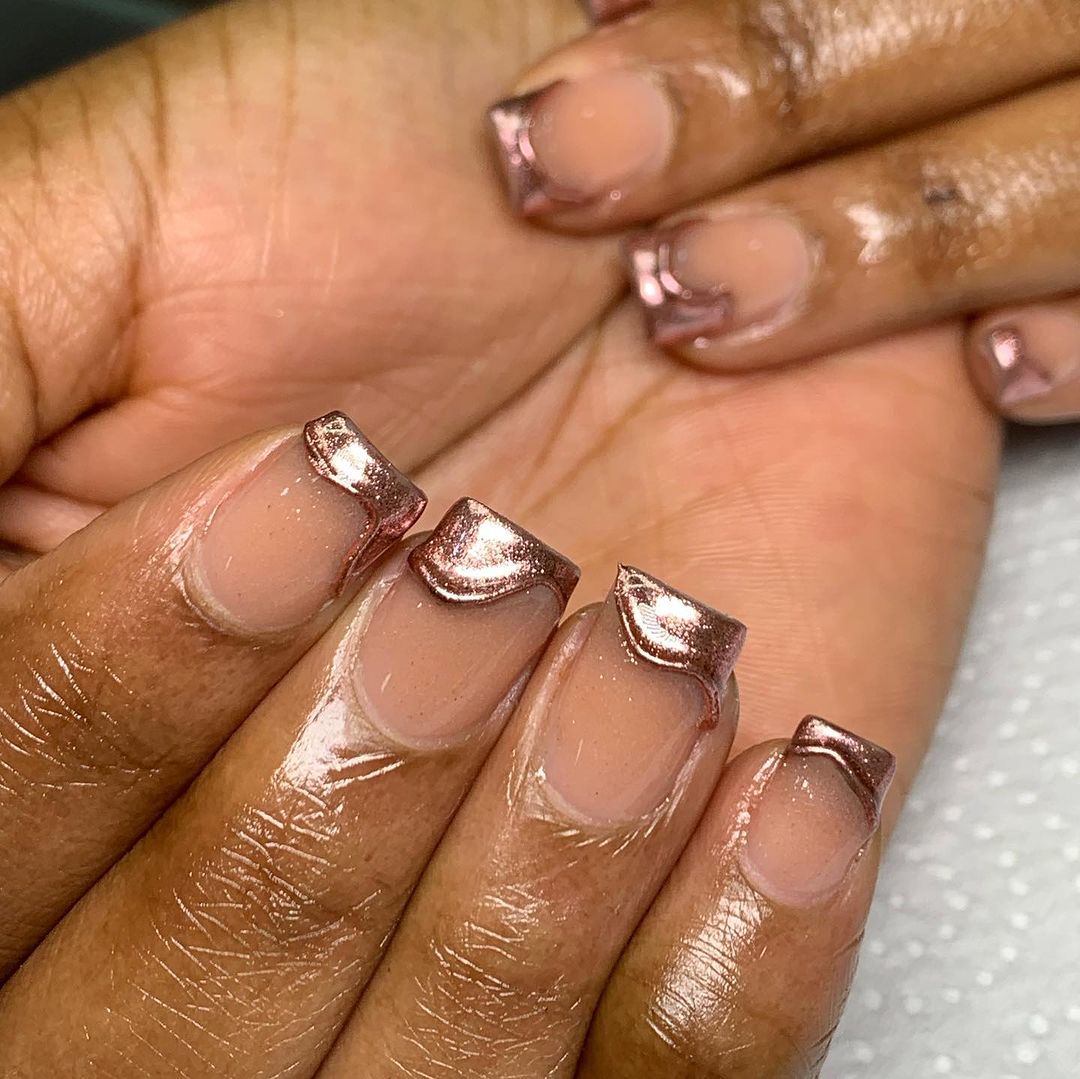 Rose Gold French Tip Nails