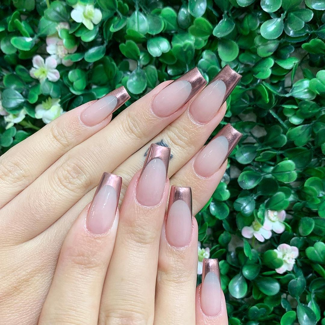 Rose Gold French Tip Nails
