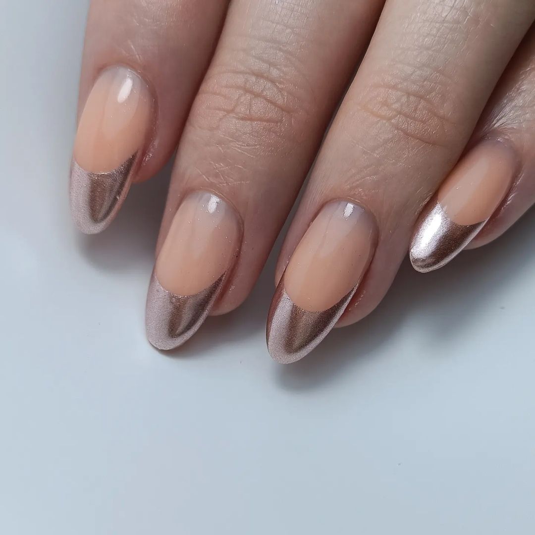 Rose Gold French Tip Nails