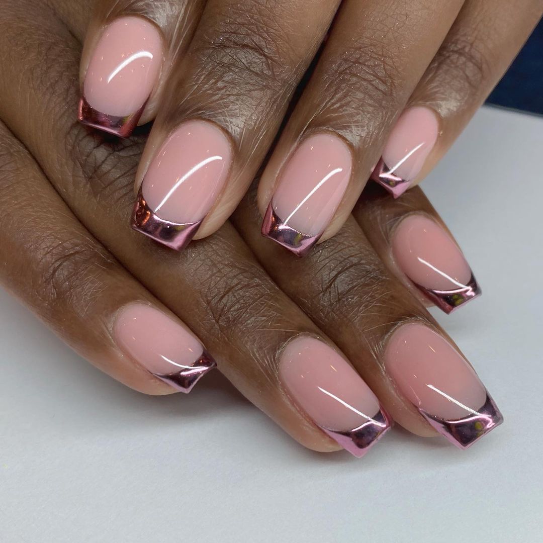 Rose Gold French Tip Nails