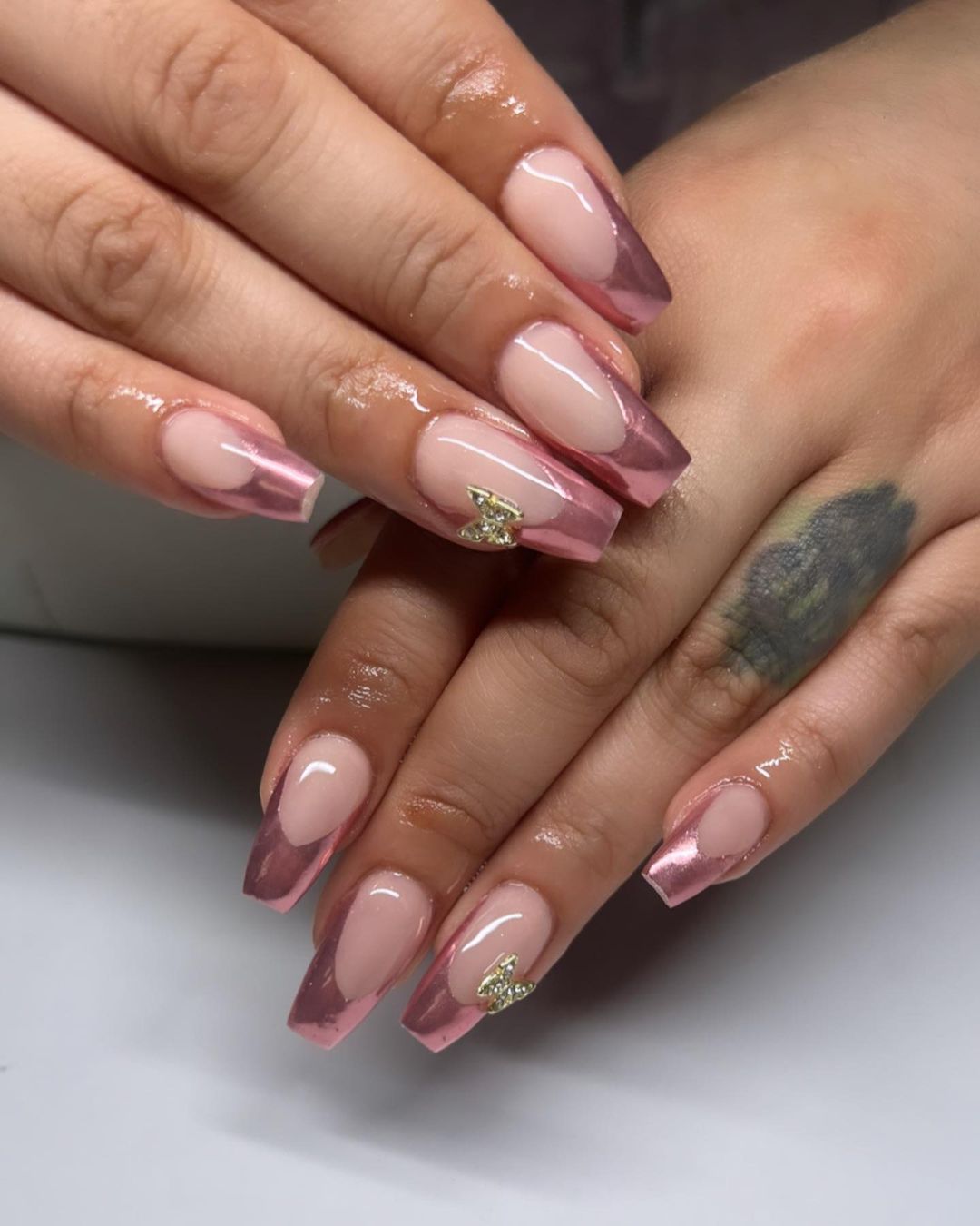 Rose Gold French Tip Nails