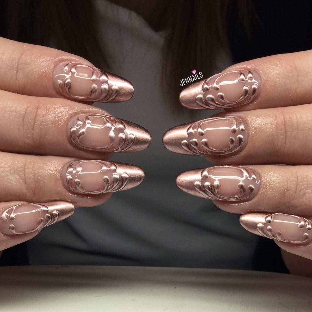 Rose Gold French Tip Nails