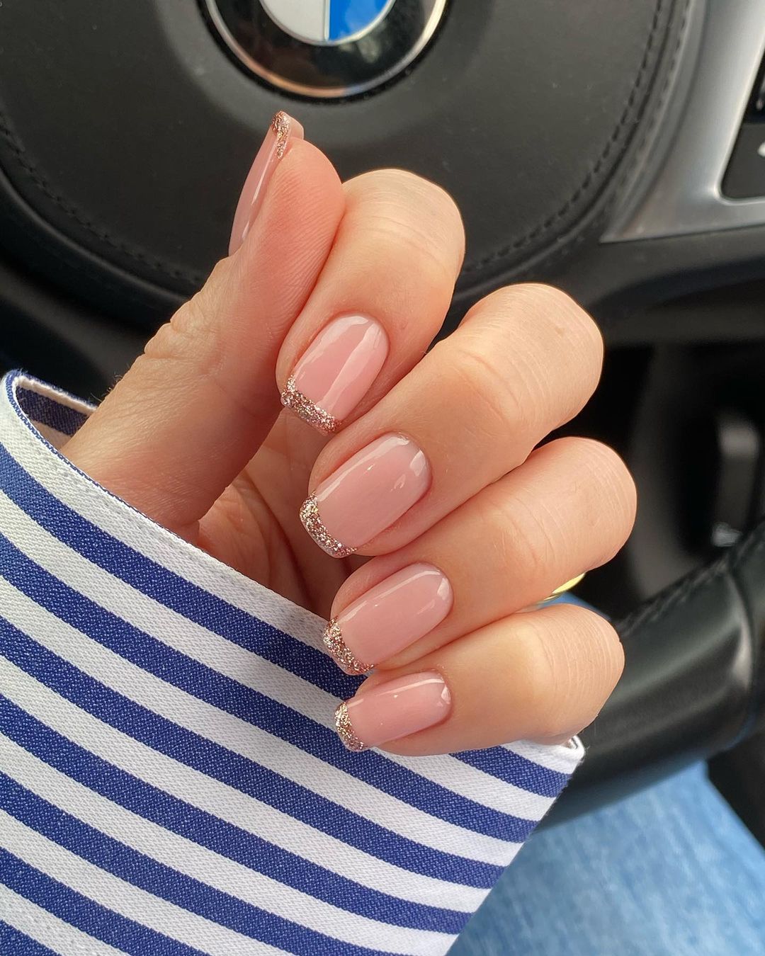 Rose Gold French Tip Nails